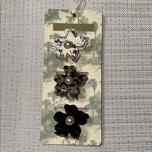 Parker & Grey 3 hair floral faux pearl shape ivory tan black animal claw clips